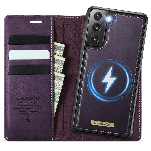 Funda Billetera Desmontable Magnética 2 en 1 Magsafe para Samsung Galaxy S21 Plus con Tarjetero para Mujer y Hombre,Cuero PU Retro 【Bloqueo RFID】 Funda con soporte a prueba de golpes
