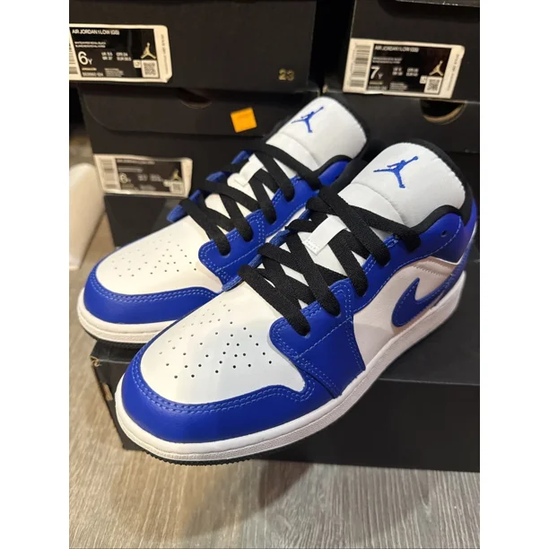 N I-K-E A i r-Jor-dan 1 Low Game Royal White 553560-124 GS Sizes