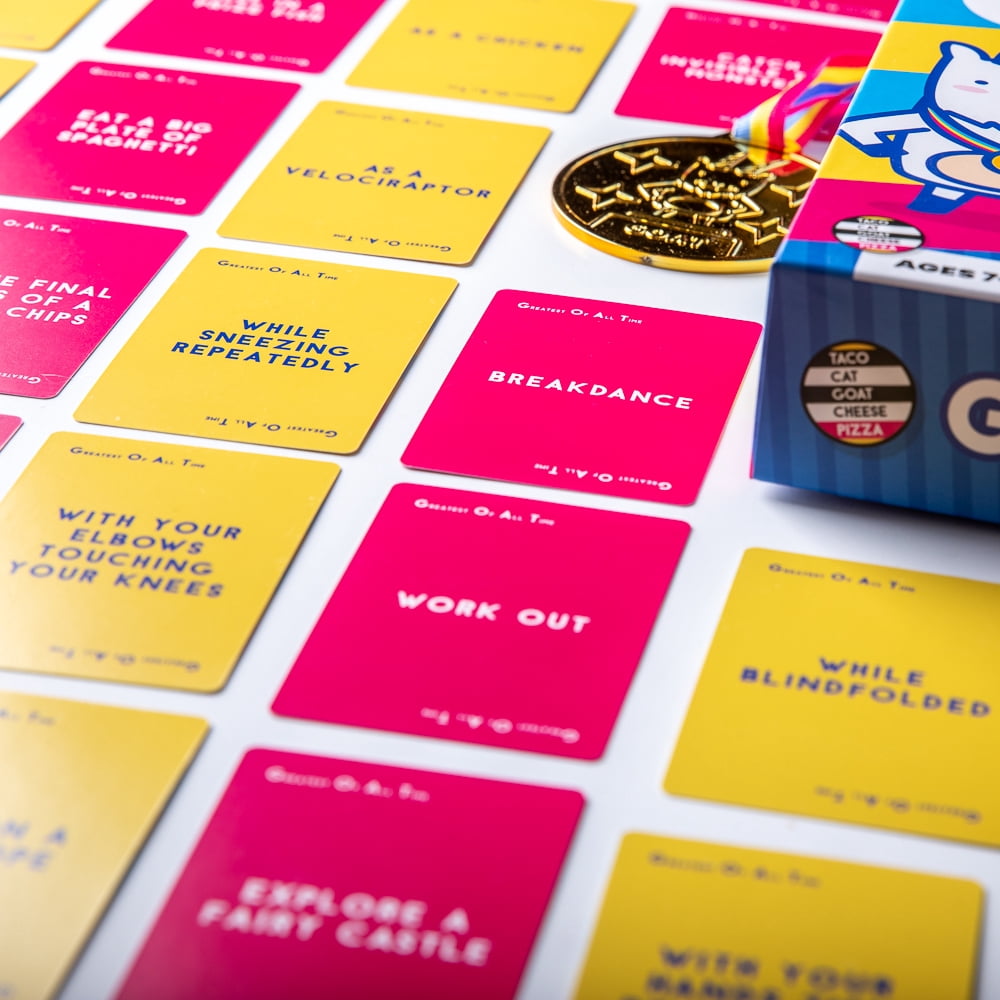 Greatest of All Time GOAT Card Game by Taco Cat Goat Cheese Pizza | Hilarious Twist on Charades | Funny Improv Family Game for Kids, Teens & Adults | Great Icebreaker for Game Night | 3–8 Players