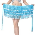 thumbnail image 7 of Ousvtion Clearance Deals Sequin Skirt for Women Sparkle Tassel Skirts with Drawstring Belly Dance Hip Scarf Layered Glitter Dress Mardi Gras Outfits Dancing Cowgirl Costume,Sky Blue,Free Size, 7 of 7