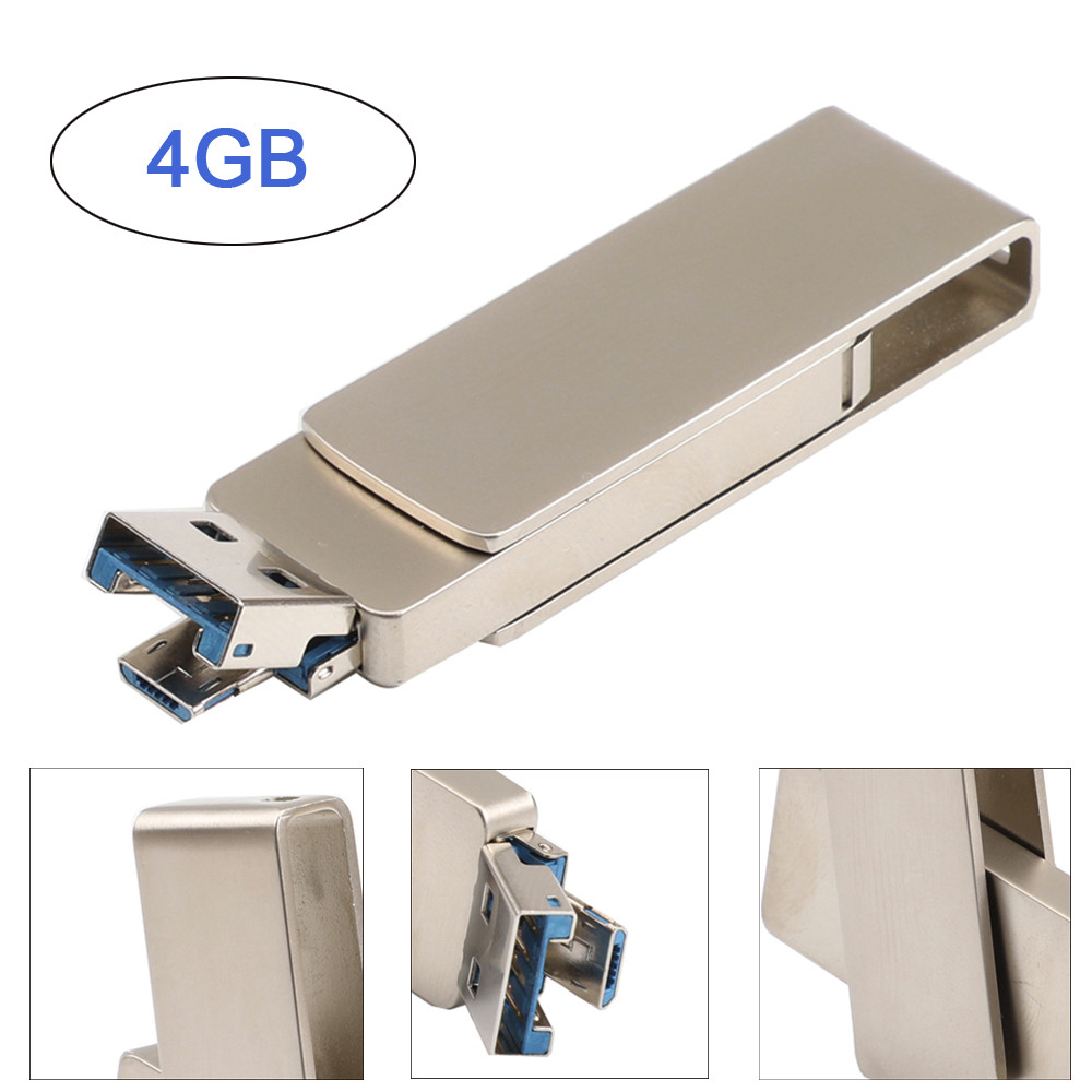 USB 3.0 4GB Flash Drive Memory Stick Storage OTG & USB Dualuse U Disk