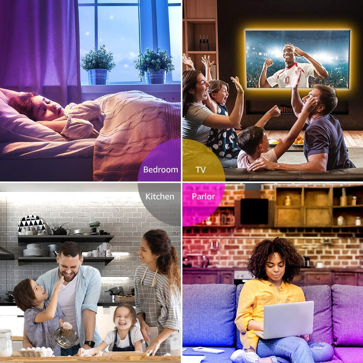 Under Bed Light Strips, 2x16.4ft RGB LED Light Strip with App Control, LED Night Light with 4 Timing Off Modes for Bed Wardrobe Cabinet Staircase Décor