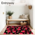 thumbnail image 3 of ODIKA 4'x6' Machine Washable Non-Slip Area Rug, Juicy Strawberry Harvest Field Decorative Accent High Traffic Rug with Pad, Black, 682402, 3 of 8