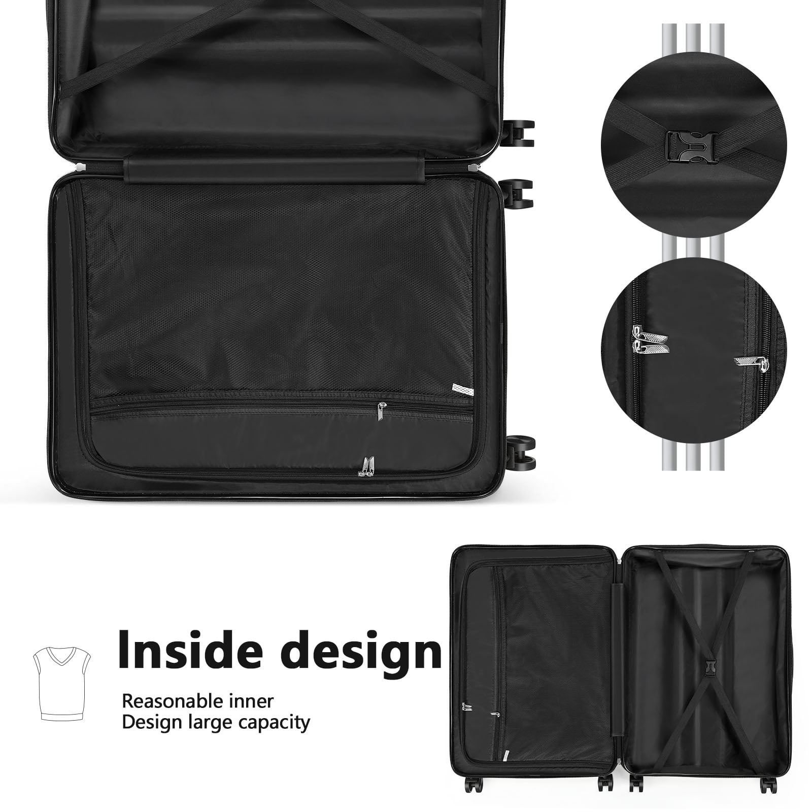 Hikolayae Hardside Spinner Luggage Sets in Coffee Brown, 3 Piece, TSA Lock