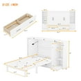 thumbnail image 4 of Queen Size Murphy Bed with Shelves, Drawers and USB Ports, Wood Mobile Cabinet Bed Multi-Function Floor Storage Bed, Space-Saving Folding Murphy Bed for Home Office or Small Room, White, 4 of 7