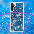 thumbnail image 5 of Long Crossbody Lanyard Clear Case for Samsung Galaxy A14 with Adjustable Neck Strap, Glitter Sparkly Bling Quicksand Phone Cover Cases for Samsung Galaxy A14 4G/ 5G QKG Blue, 5 of 14