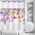 thumbnail image 2 of No Hook Shower Curtain, Pink Flowers Shower Curtains for Bathroom with See Through Top Window, Spring Floral Elegant Pastoral Watercolor Waterproof & Washable Bath Curtain 66"x72", 2 of 9