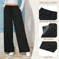 thumbnail image 3 of SWQZVT Womens Pants Waffle Wide Leg Casual Black Pants for Women Loose Workout Knit Lounge Workout Pants with Pockets S, 3 of 7