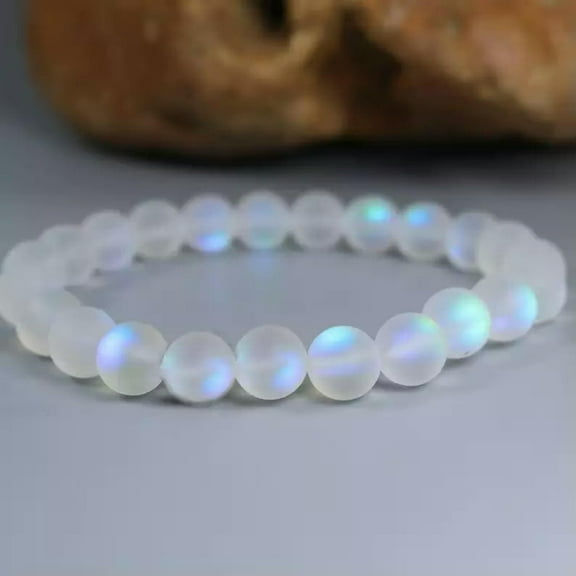 K-KED Glowing Moonstone Beaded Healing Balancing Stretch Bracelet 8mm