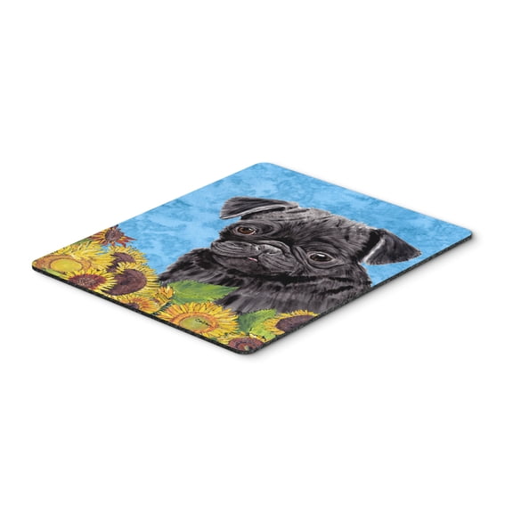 Carolines Treasures SC9062MP Pug in Summer Flowers Mouse Pad Hot Pad or Trivet Large multicolor