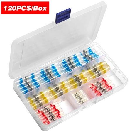 120PCS/Box Heat Shrink Tube Waterproof Assorted Solder Seal Sleeve Wire Connectors Shrinkage Tubing Butt Terminal Connector with Storage Case for DIY (2:1 Shrink Ratio) 120PCS/Box Heat Shrink Tube Waterproof Assorted Solder Seal Sleeve Wire Connectors Shrinkage Tubing Butt Terminal Connector with Storage Case for DIY (2:1 Shrink Ratio)
