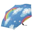 thumbnail image 4 of Compact Sun Umbrella Windproof Travel Umbrellas for Rain Strong Portable UV Protection Cute Rainbow and Cloud, 4 of 8