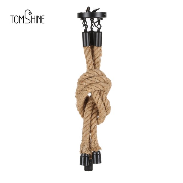 Lámpara colgante leyfeng Tomshine 1M AC 110-130V Triple E26 3 cabezas Cuerda de Cáñamo