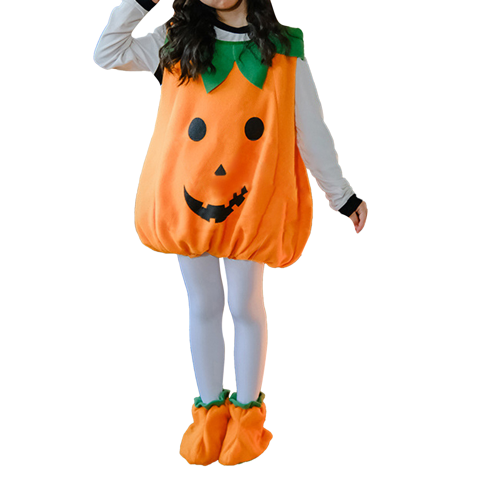 Costume Halloween Bébé Citrouille - 2 Pièces, Capuche, Pantalon Rayé, Tailles 0-24 Mois