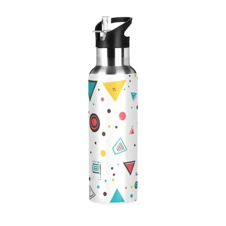 

Yayeee 33oz Double Wall Stainless Steel Water Bottle with Flip Straw Red Simple Shapes