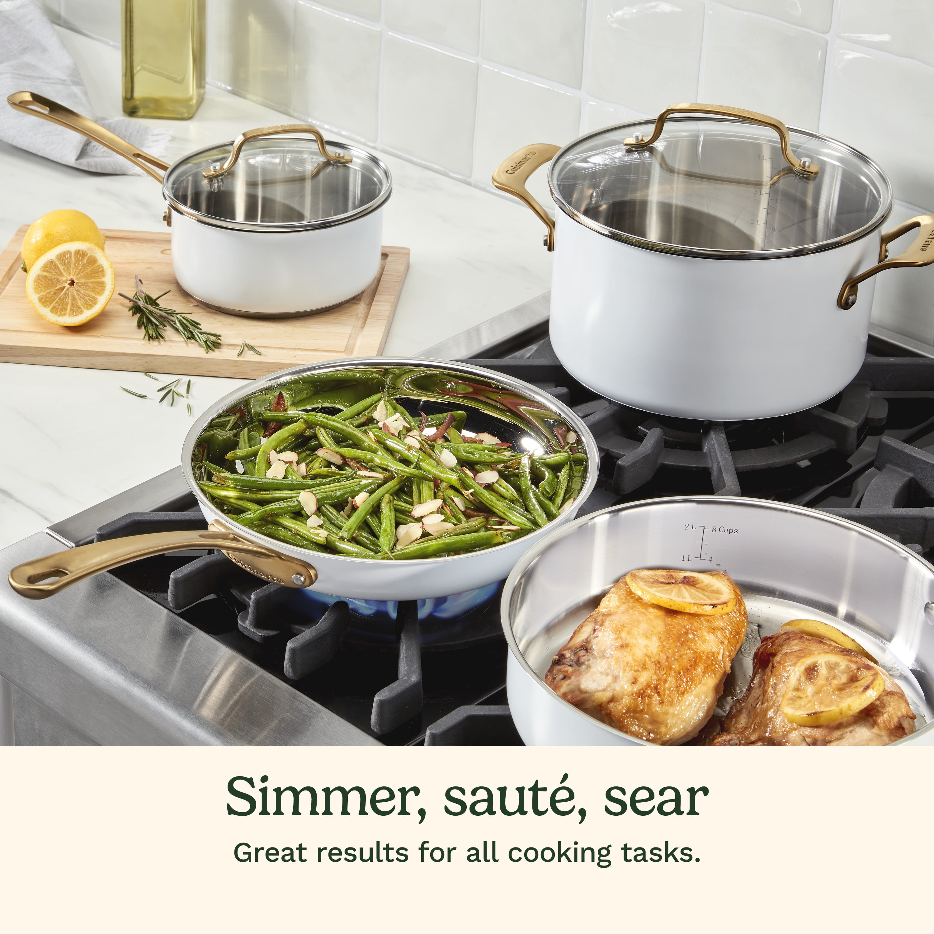 Cuisinart Chef’s Classic 10-Piece Stainless Steel Cookware Set, Matte White