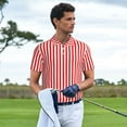 thumbnail image 3 of Yiaed Red And White StripesPrint Men's Short Sleeve Polo Shirt,Golf Polo for Men Three-Button Golf Shirt Athletic Casual Collared T-Shirt- Small, 3 of 7