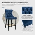 thumbnail image 5 of Tzicr 27" Velvet Counter Height Bar Stools Button Decor & Nailhead Trim, Set of 2, Blue, 5 of 6