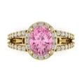 thumbnail image 2 of 2.78ct oval cut pink Zircon 14k yellow gold halo Bridal Wedding Engagement Promise Anniversary Ring for Women size 6.25, 2 of 7