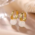 thumbnail image 4 of 14K Gold White Jade and Green Jade Round Bead Earrings For Women, Unique Gift for Friends On Christmas, 4 of 5