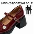 thumbnail image 4 of CHICVOMEY Women's Patent Leather Mary Jane Heels Block Heel Platform Pumps with Pearl Buckle Strap Closed Round Toe Chunky Heel Shoes for Work Wedding Casual, 4 of 7