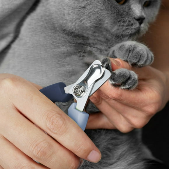 Cortaúñas para mascotas con mango de cola de pez de metal | Recortadora de aseo para perros y gatos | Agarre de goma antideslizante | Hoja de media luna | Protector de seguridad | Resorte de cojín