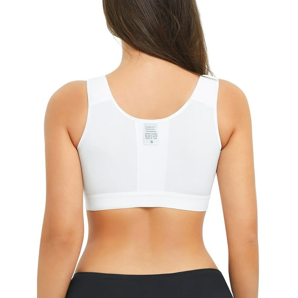 Post Surgical Wireless Bra Soft & Comfy Zipper Compression Support Bra  Women's Lingerie & Underwear 