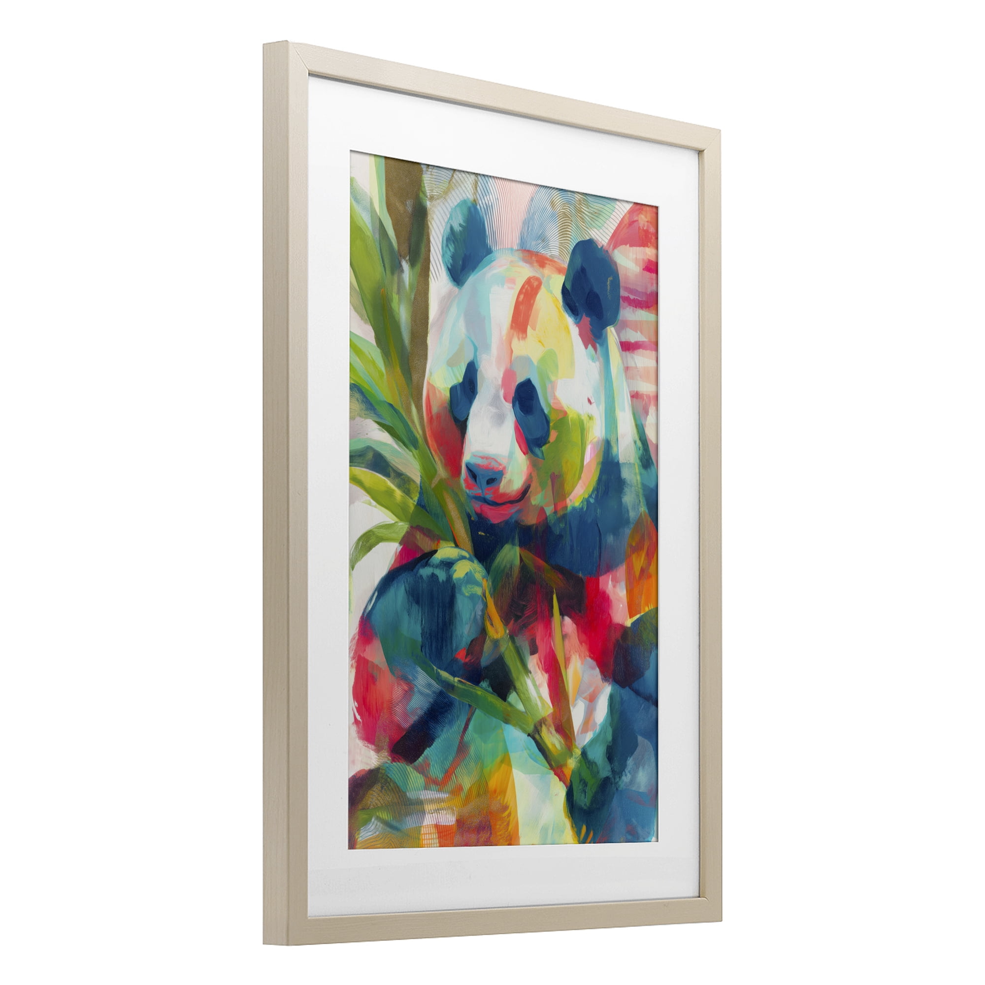 Stupell Industries Expressive Panda In Bloom Birch Framed Print Under Glass, design by Chromatic Storm Studio