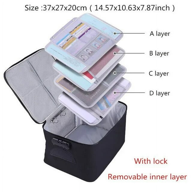 Document Organizer Briefcase A4 Folder Holder Men's Women's Bag Cover Purse Passport Home Safe Functional File Storage Case