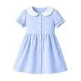 thumbnail image 2 of HILEELANG 2-7T Toddler/Little Girls Light Blue White Stripe 100% Cotton Dress Size 4T, 2 of 8