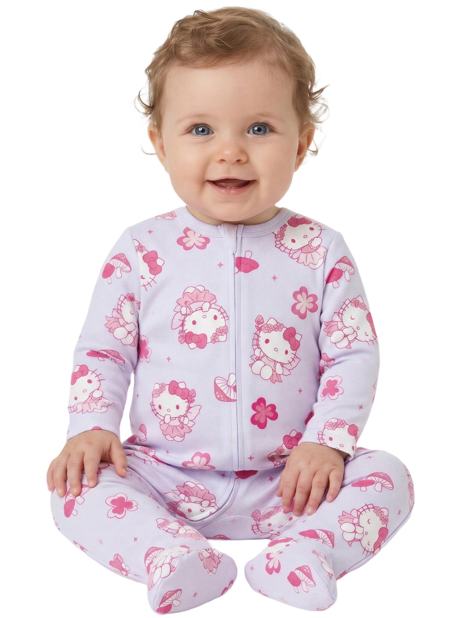 Hello Kitty Baby Girls 3 Pack Sleep n’ Play Coverall, Sizes Newborn-9M
