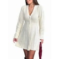 thumbnail image 3 of Women'S Sweater Dress Button V-Neck Long Sleeve Knit A-Line Mini Dress White XL, 3 of 9