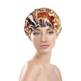 thumbnail image 3 of Disketp Hand Drawn Vintage Coffee Shower Caps,Reusable Shower Cap For Women, Double Layer Waterproof Hair Cap, Large Size For All Hair Lengths,For Girls Spa Home Salon Use, 3 of 9