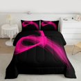 thumbnail image 2 of Manfei Pink Black Bedding Comforter Set 2pcs, Modern Abstract Art Twin Comforter Sets, Geometric Line Stripe Bedding Set, Super Cozy Room Decor, 2 of 8