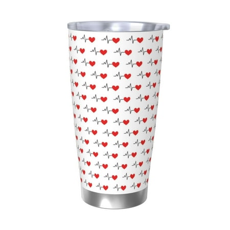 

Cauagu Heartbeat Symbol Pattern 20oz Tumbler Stainless Steel Vacuum Insulated Tumbler with Lid Durable Insulated Coffee Mug Thermal Cup with Splash Proof Sliding Lid-Without Straw