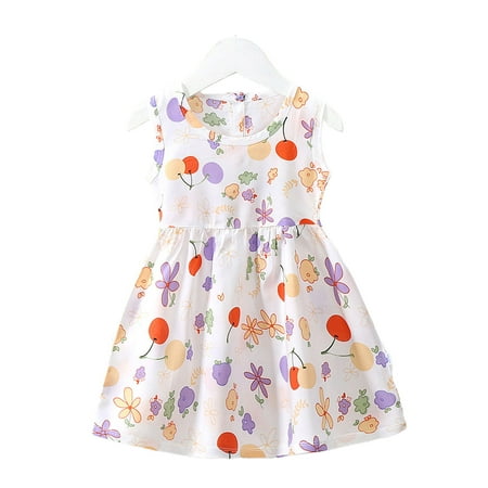 

Baby Cartoon Print Toddlers Sleeveless Princess Dress for Summer