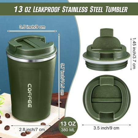 

YIRENWL Contemporary Stylish Insulated Stainless Steel Coffee Travel Mugs - Set of 4 in Chic Colors - Leakproof Lids for Portability - 13 oz Capacity for Hot and Cold Drinks - Perfect for