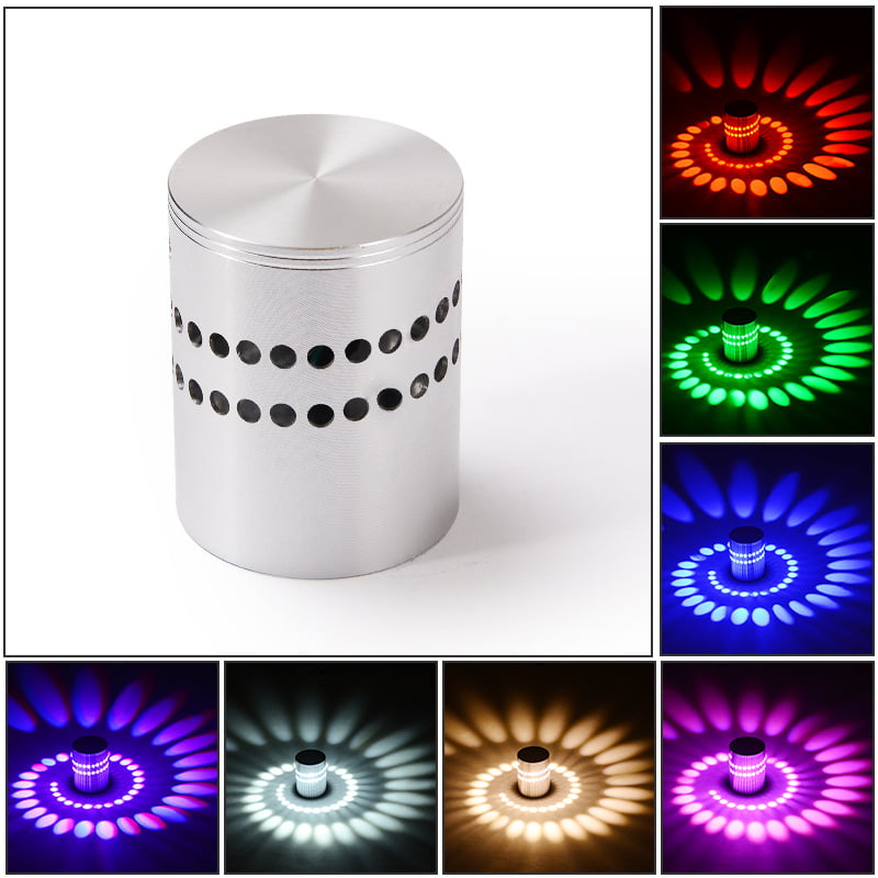Spiral Aluminum LED Wall Light 3W RGB Spiral Wall Lamp Bedroom Bar Party Decor 