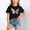 Black, variant on Girl's Cute Graphic Shirt Casual Round Neck Short Sleeve Tee Colorful Butterfly Boho Art T-Shirt