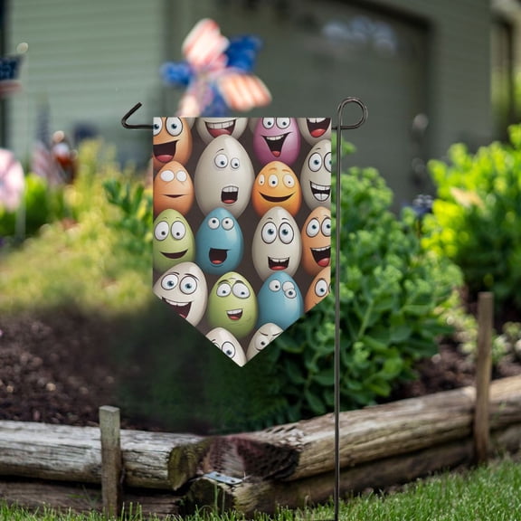 Easter Eggs Face Garden Flag 18" x 12.5" Double Sided Yard Lawn Outdoor Decor Small Yard Flags