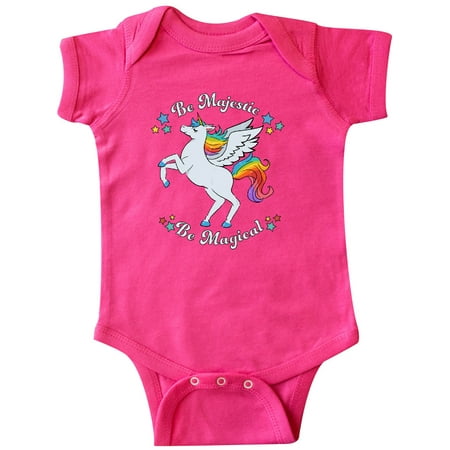 

Inktastic Be Majestic Be Magical-Rainbow Unicorn Gift Baby Boy or Baby Girl Bodysuit