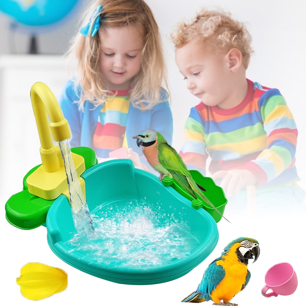 Akoyovwerve Bird Bath Tub Parrot Automatic Bathtub With Faucet Bird