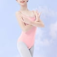 thumbnail image 2 of LLYwey Girls Dance Leotards - Toddler Girls' Sleeveless Bodysuit Tops - Ruched Front V-Neck Backlesss Spaghetti Strap Camisole Undergarment Gymnastics Leotard, T-29, Pinks, 13T, 2 of 6