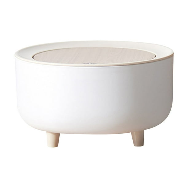 Mini bote de basura alto de plástico con imitación de madera para escritorio.