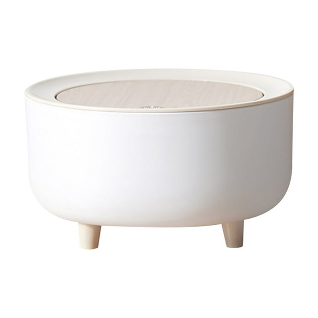 Birdeem Tall Trash Can Plastic Imitation Wood Grain Household Desktop Mini Trash Can