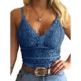 thumbnail image 2 of Sleeveless V-Neck Spaghetti Straps Push Up Crop Top Lace Bra Tank Tops, 2 of 2