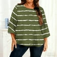 thumbnail image 2 of yillto Women Plus Size Blouse 3/4 Sleeve Striped Loose Tops Casual Dressy Shirts Crewneck Pullover Tees, 2 of 6