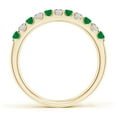 thumbnail image 2 of ANGARA Natural Shared Prong Emerald and Diamond Half Eternity Ring in 14K Yellow Gold for Women (Size-2.1mm) | May Birthstone, Birthday, Anniversary, Jewelry Gift for Women | Natural Emerald Ring, 2 of 9