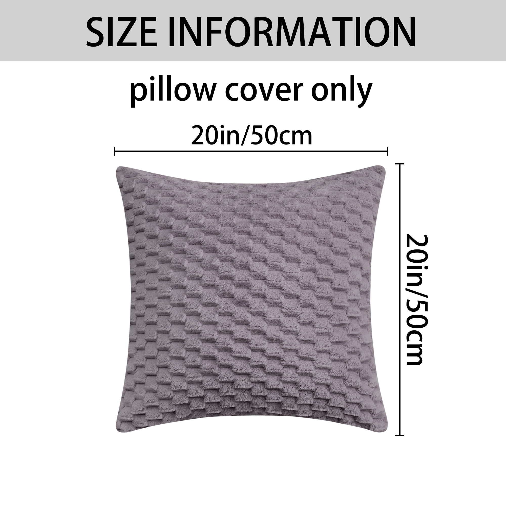 Unique Bargains 4 Pcs Pack of 4 Soft Fuzzy Plush Cushion Cover Grey 20" x 20"/22" x 22"