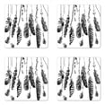 thumbnail image 1 of Ethnic Coaster Set of 4, Simplistic Hand Drawn Design of Feathers with Grunge Inspired Details Art Print, Square Hardboard Gloss Coasters, Standard Size, Black, by Ambesonne, 1 of 2